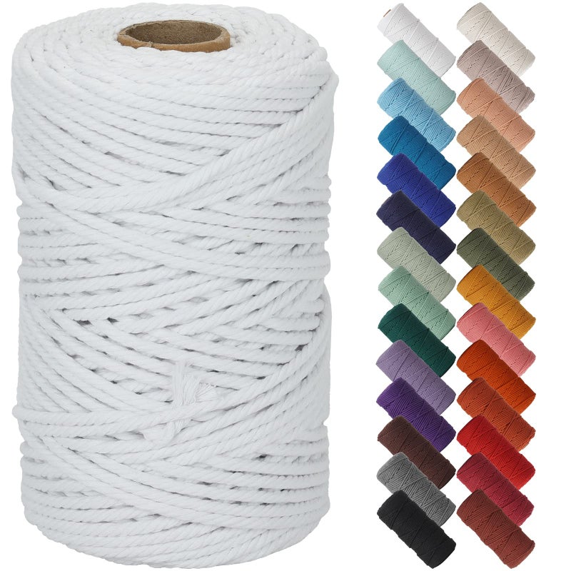 NOANTA White Macrame Cord 5mm x 109yards  Colored Macrame Rope Cotton Rope Macrame Yarn  Colorful Cotton Craft Cord for Wall Hanging  Plant Hangers  Crafts  Knitting